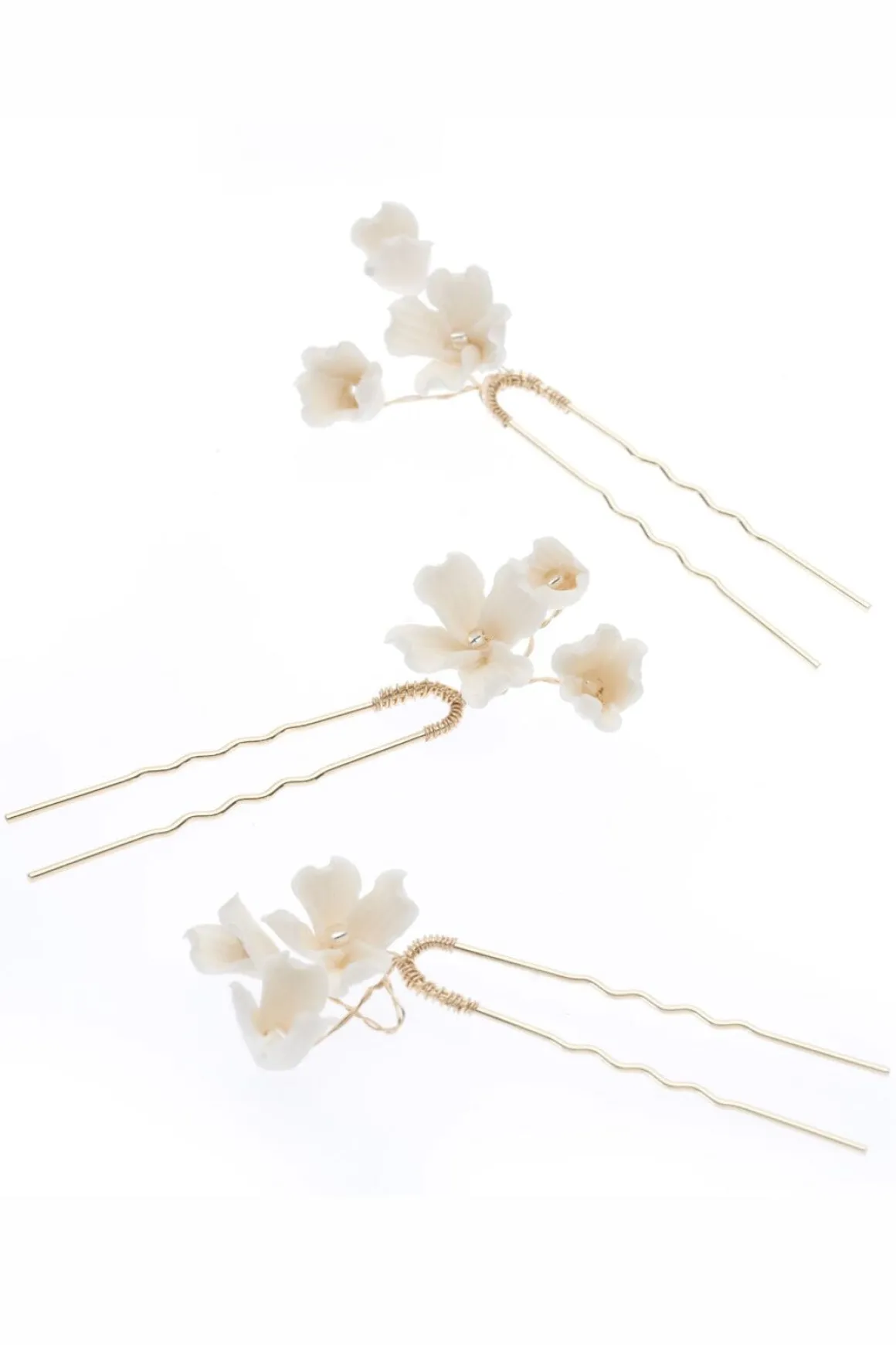 3-er Set Haarpins mit künstlichen Blüten