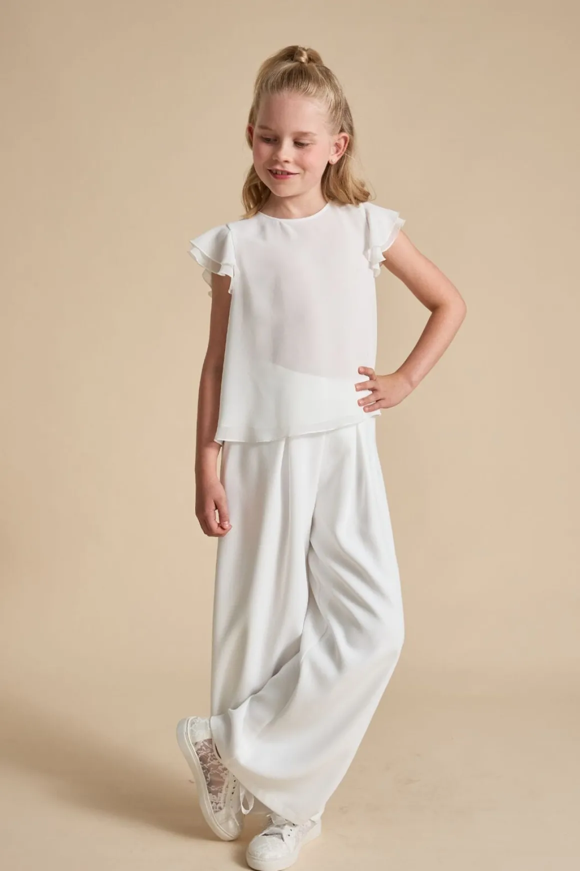 Mädchenhose in Ivory aus Crepe
